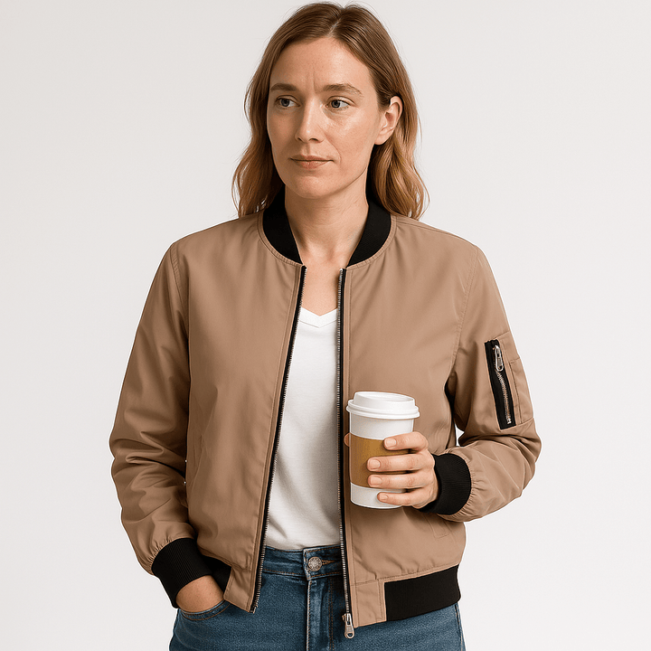 Drune | Blouson Bomber Beige Kurz geschnitten Urban Lässiger Look
