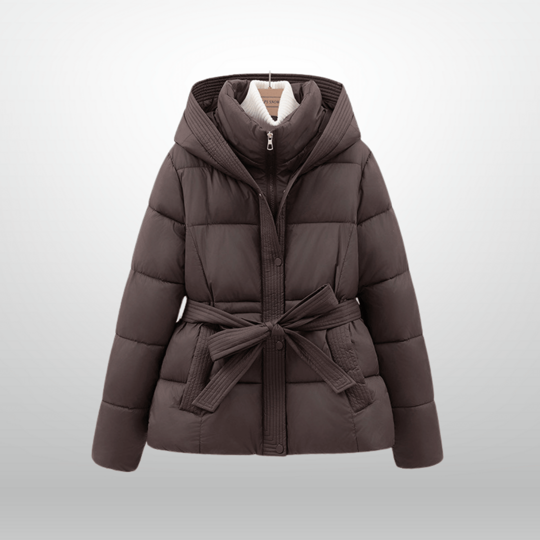 Drune | Elegante Warme Stylische Schwarze Gürteljacke für Frauen