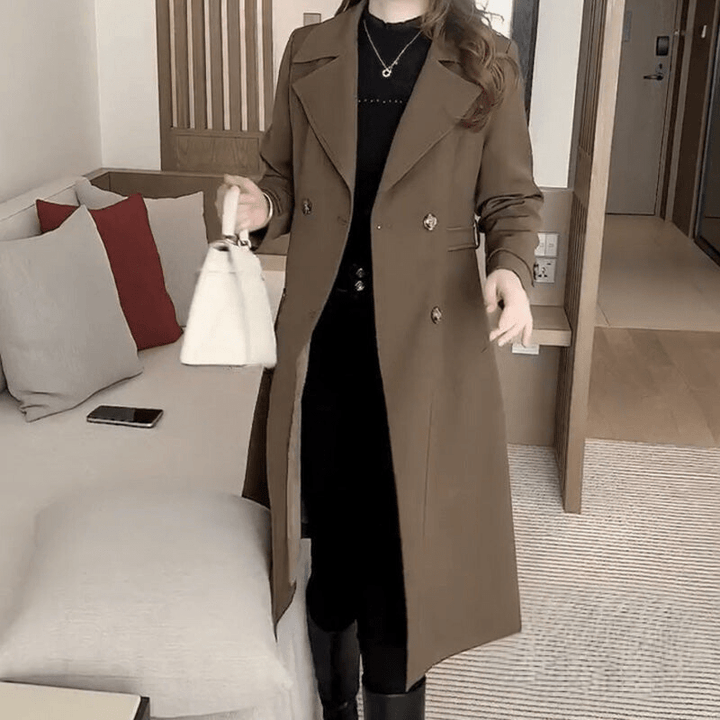 Drune | Eleganter Lange Mantel Aus Mischwolle Chic und Zeitlos