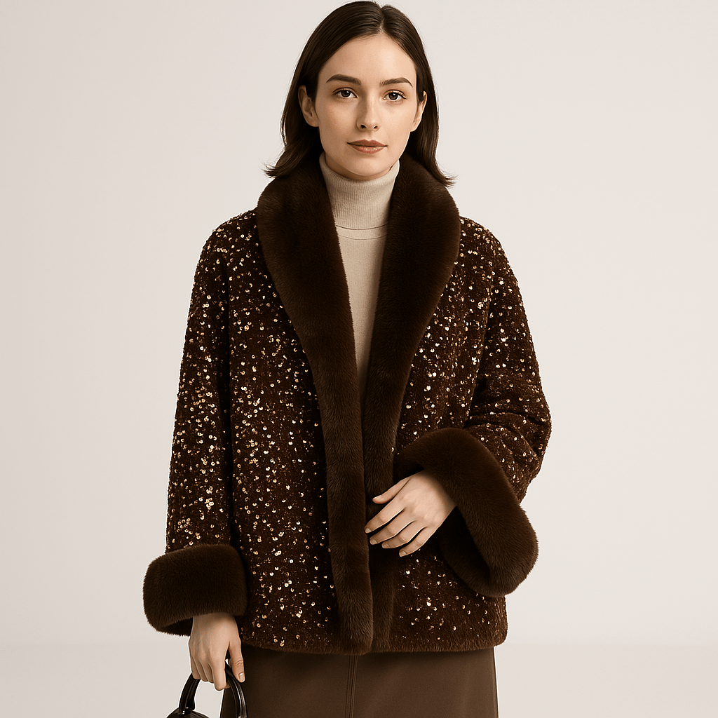 Drune | Glitzerjacke aus warmem und elegantem Kunstfell im glamourösen Stil Winter