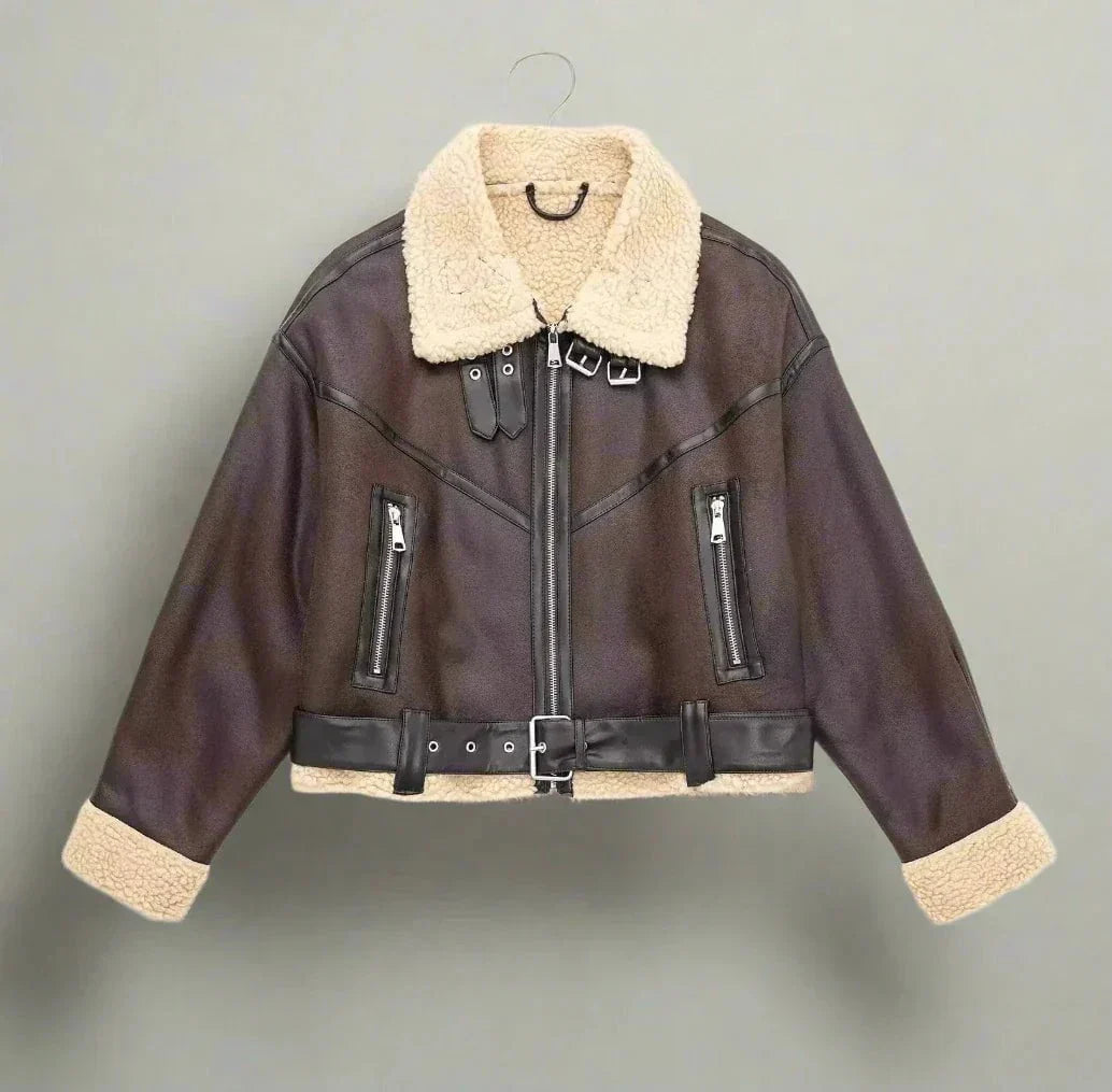 Drune | Fliegerjacke Kunstleder Gefüttert Trend Winter