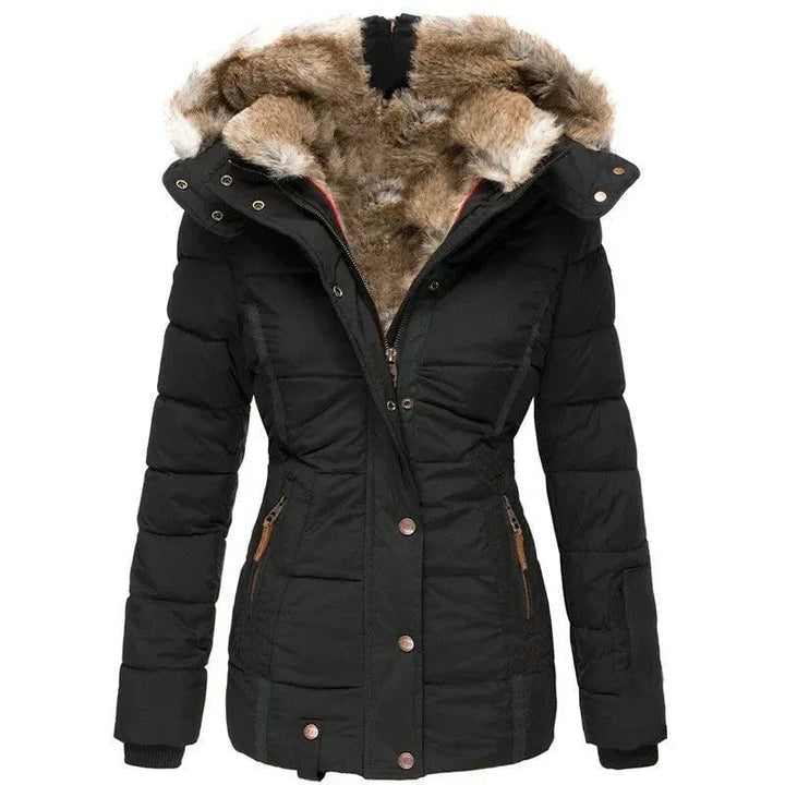 Drune | Steppjacke mit gefütterter Kapuze Schwarz Warm, Elegant und Funktional