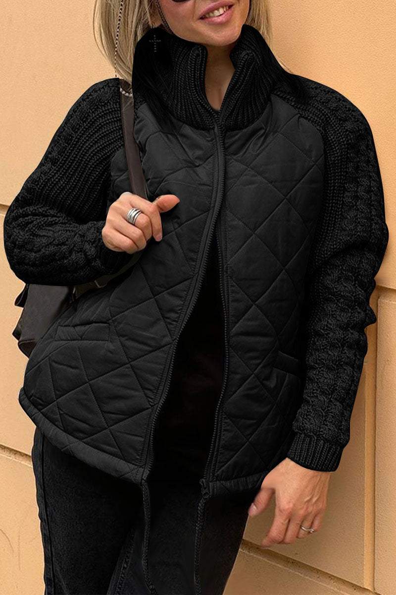 Drune | Zwei-Farben Steppjacke Beige Sanft und Texturiert