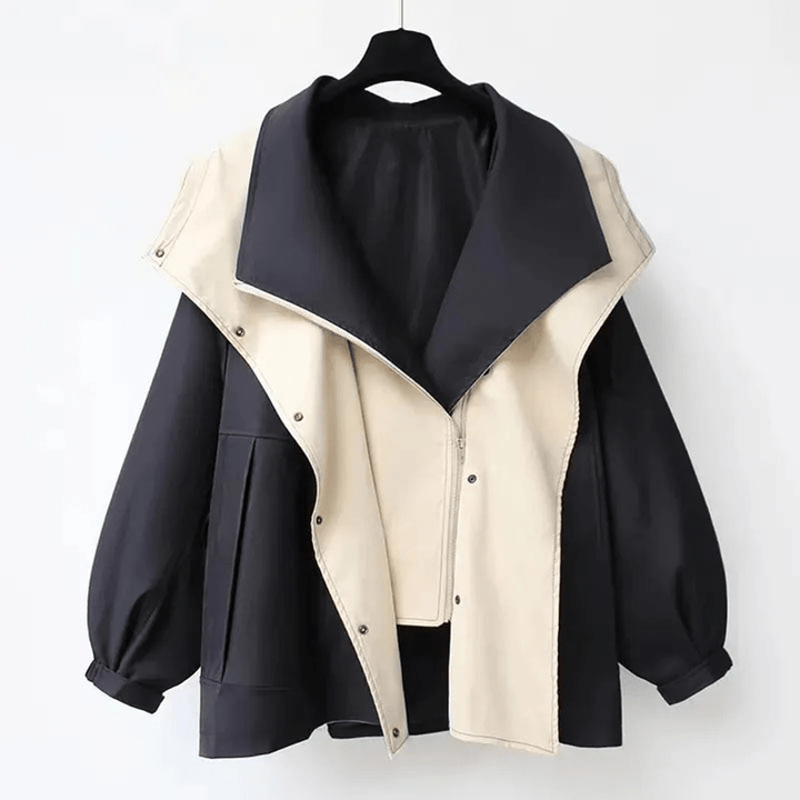 Drune | Eleganter und Bequemer Bicolor Mantel Beige & Grün