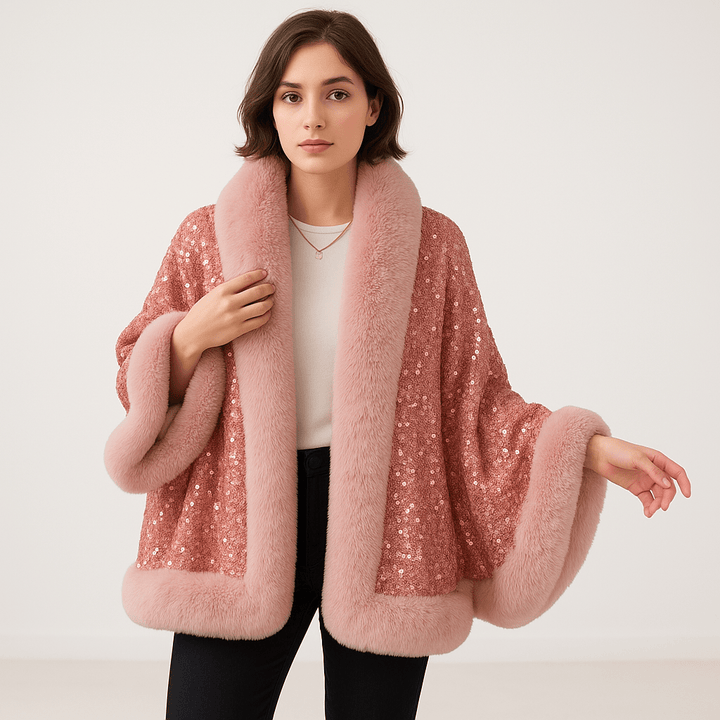 Drune | Glitzerjacke aus warmem und elegantem Kunstfell im glamourösen Stil Winter