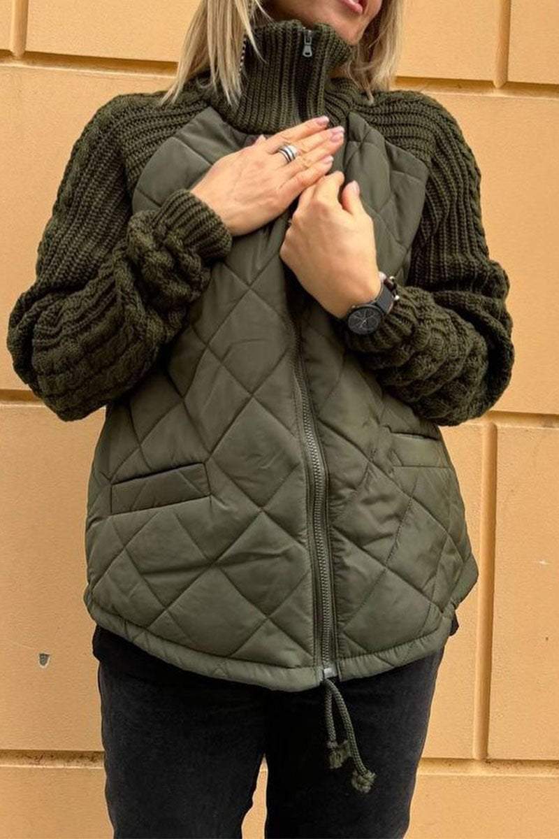 Drune | Zwei-Farben Steppjacke Beige Sanft und Texturiert