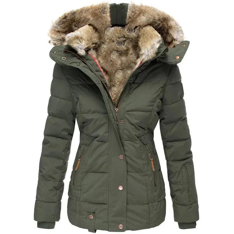 Drune | Steppjacke mit gefütterter Kapuze Schwarz Warm, Elegant und Funktional