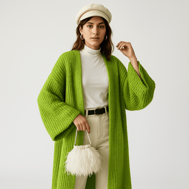 Drune | Lange Beigefarbene Leichte und Offene Elegante Freizeitjacke