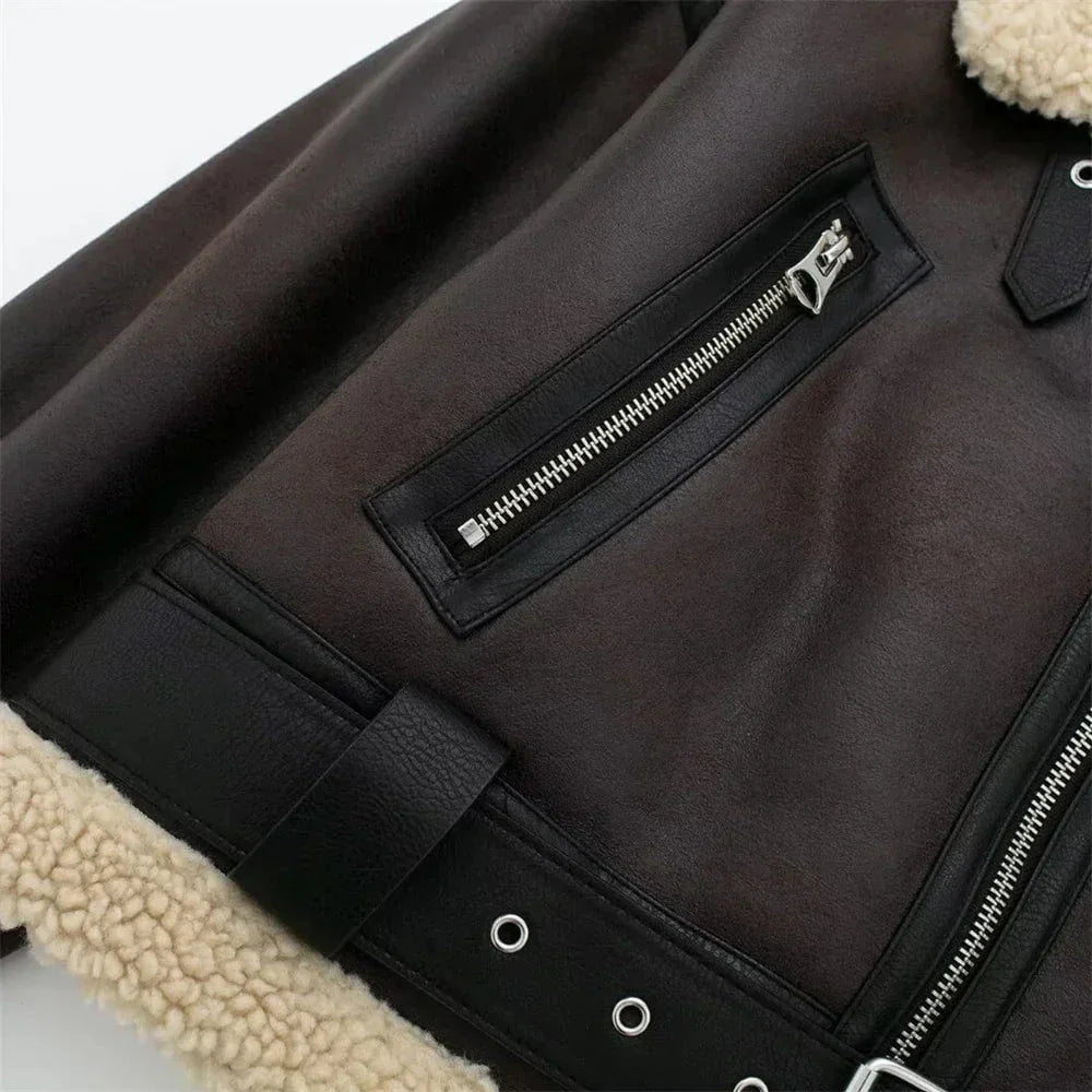 Drune | Fliegerjacke Kunstleder Gefüttert Trend Winter
