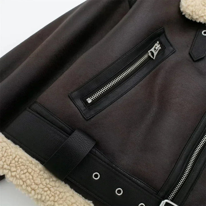 Drune | Fliegerjacke Kunstleder Gefüttert Trend Winter