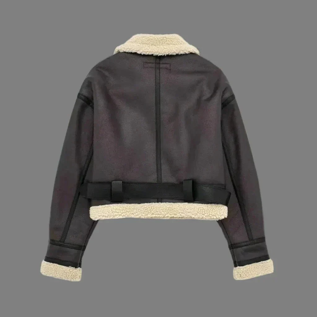 Drune | Fliegerjacke Kunstleder Gefüttert Trend Winter