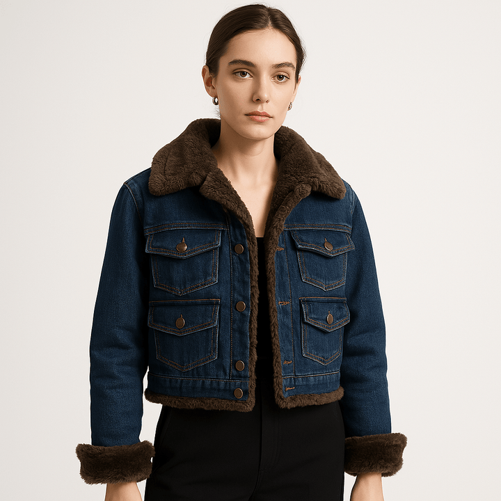 Drune | Retro-Warme Sherpa-Doppelte Jeansjacke mit trendigem Winterlook