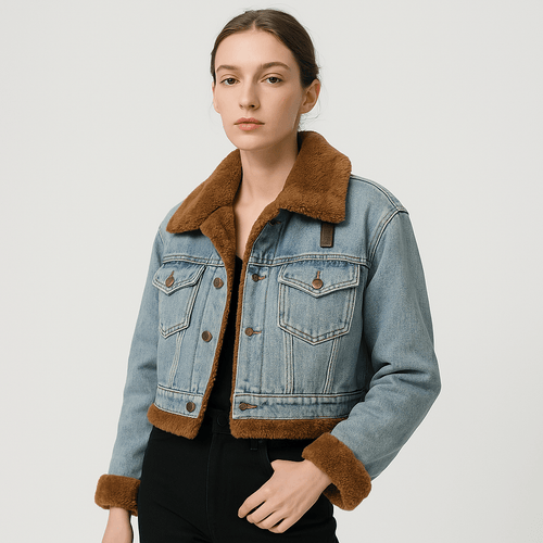 Drune | Retro-Warme Sherpa-Doppelte Jeansjacke mit trendigem Winterlook