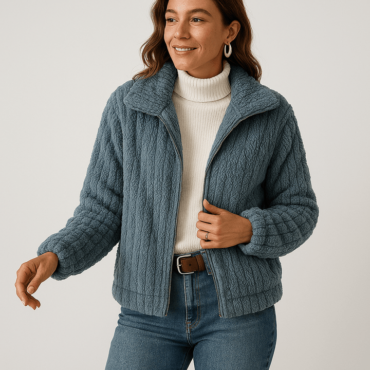 Drune | Weste Strukturierte Warme Beigefarbene Rippstrickjacke Moderne Kurze Schnitt