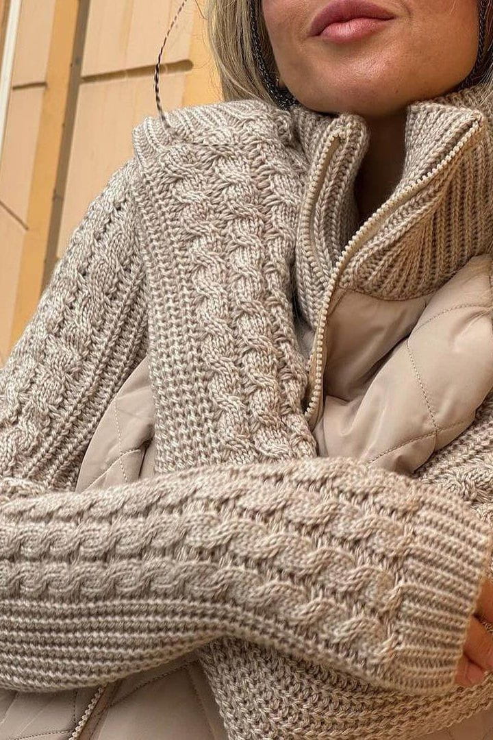 Drune | Zwei-Farben Steppjacke Beige Sanft und Texturiert