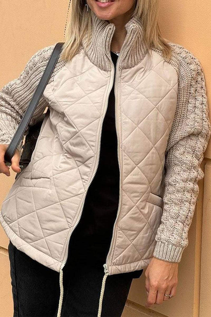 Drune | Zwei-Farben Steppjacke Beige Sanft und Texturiert