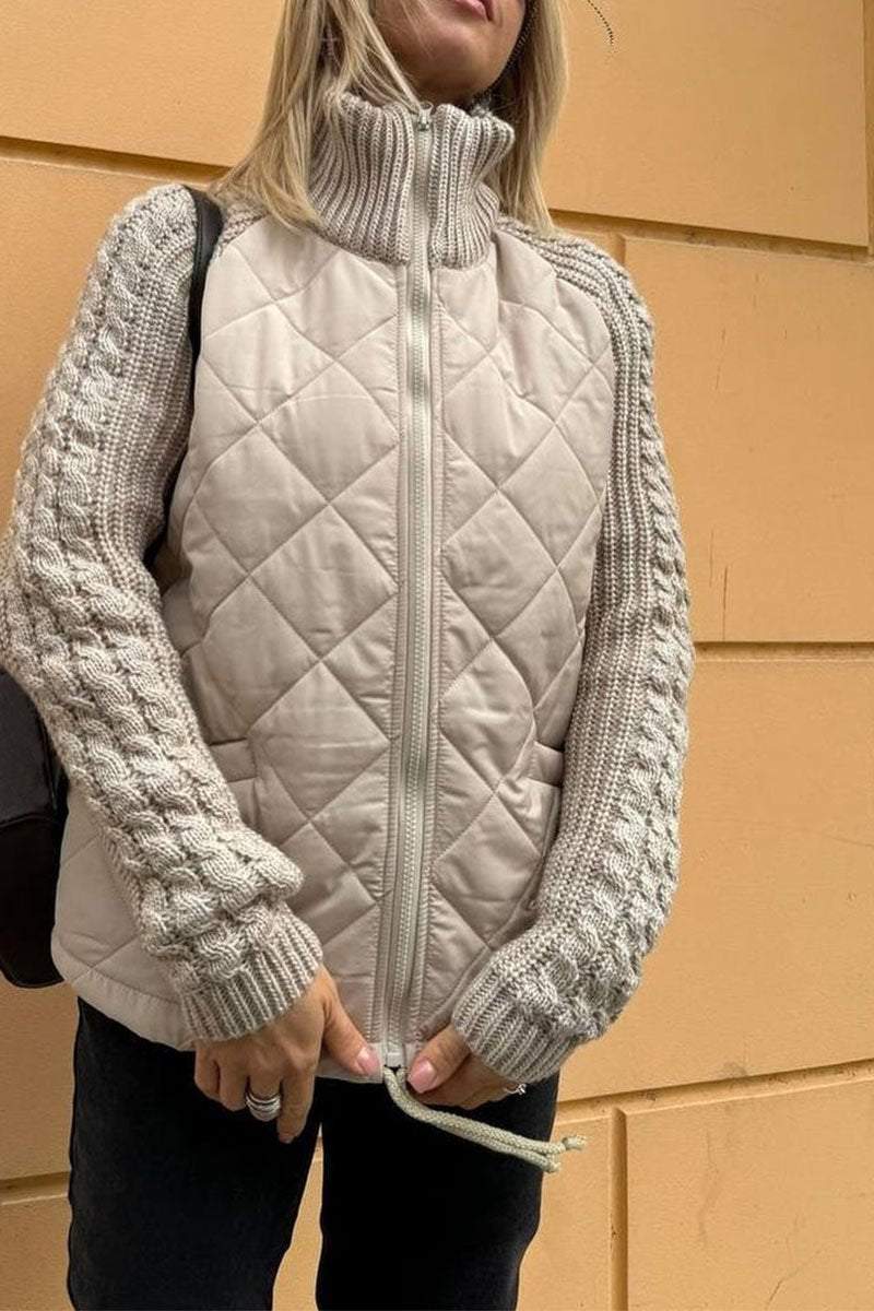 Drune | Zwei-Farben Steppjacke Beige Sanft und Texturiert
