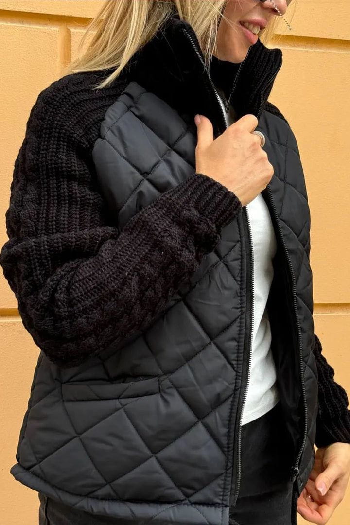 Drune | Zwei-Farben Steppjacke Beige Sanft und Texturiert