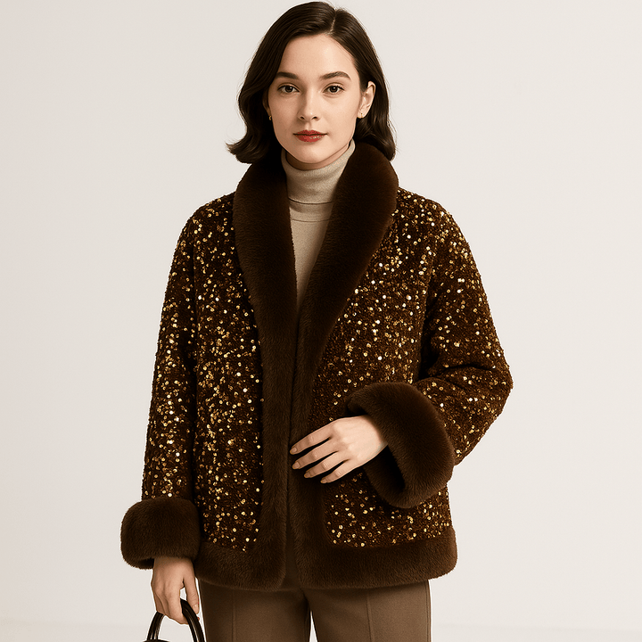 Drune | Glitzerjacke aus warmem und elegantem Kunstfell im glamourösen Stil Winter