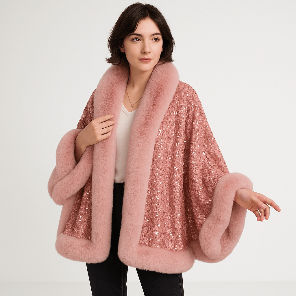 Drune | Glitzerjacke aus warmem und elegantem Kunstfell im glamourösen Stil Winter