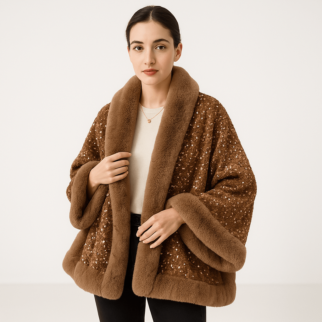 Drune | Glitzerjacke aus warmem und elegantem Kunstfell im glamourösen Stil Winter