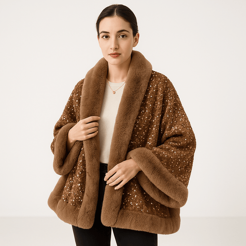 Drune | Glitzerjacke aus warmem und elegantem Kunstfell im glamourösen Stil Winter