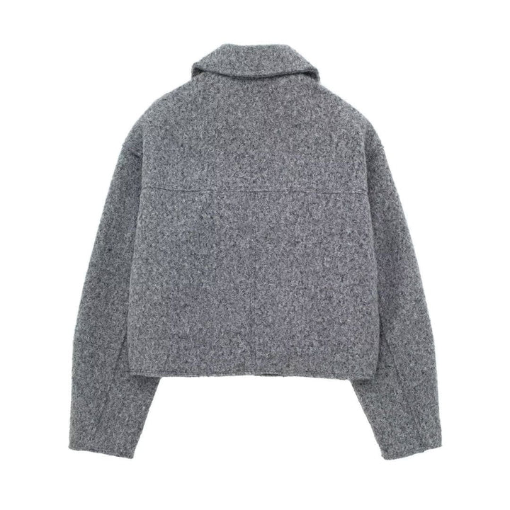 Drune | Moderne und strukturierte graue Wolljacke mit Reißverschluss