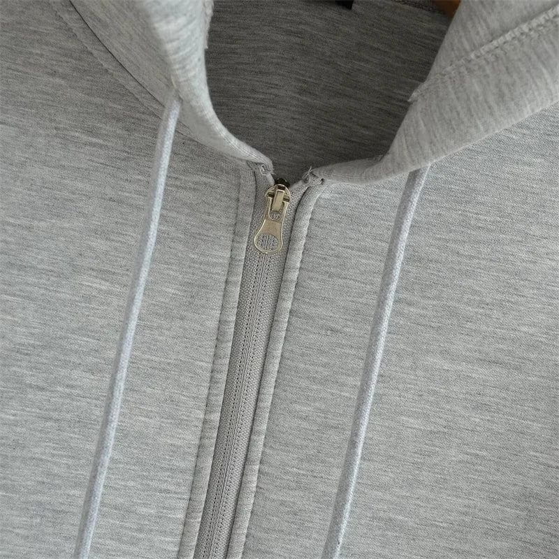Drune | Hoodie mit Reißverschluss Grau Fleece Kapuze & Taschen Warm & Minimalistisch