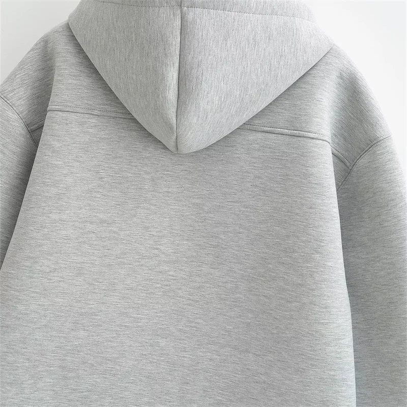 Drune | Hoodie mit Reißverschluss Grau Fleece Kapuze & Taschen Warm & Minimalistisch