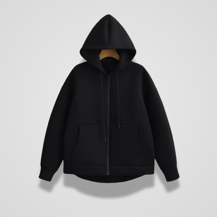Drune | Hoodie mit Reißverschluss Grau Fleece Kapuze & Taschen Warm & Minimalistisch