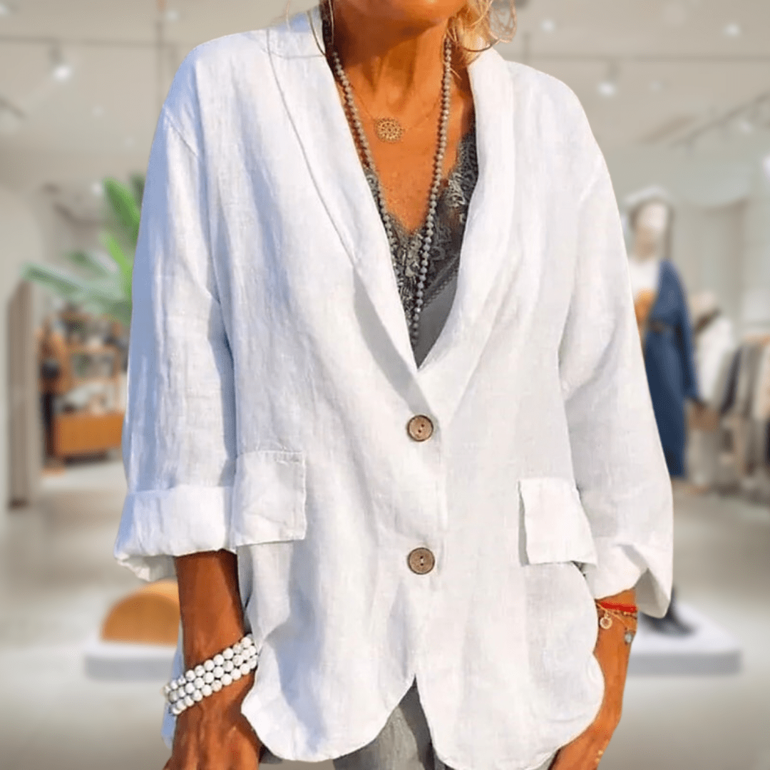Drune | Blazer Leinen Lässig Beige Natürliche Eleganz und Komfort