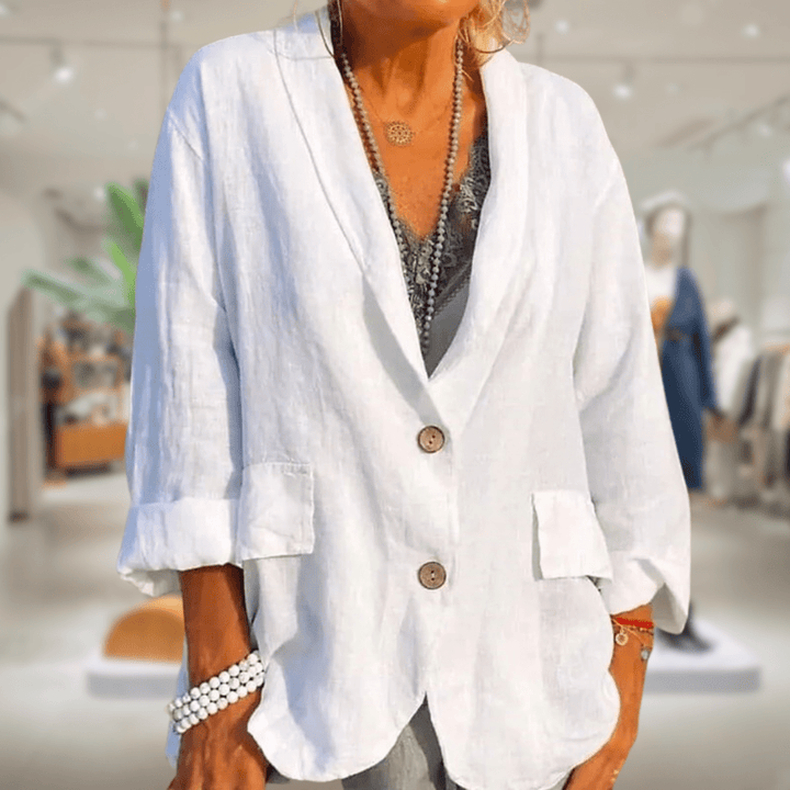 Drune | Blazer Leinen Lässig Beige Natürliche Eleganz und Komfort
