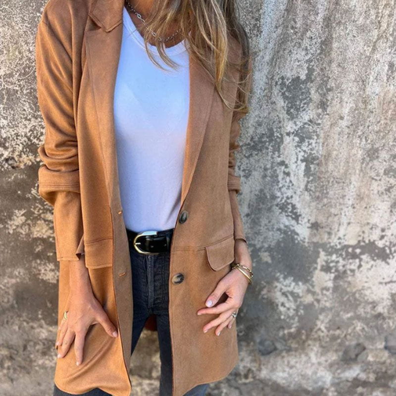 Drune | Blazer Lang aus Wildleder Eleganz & Komfort Zeitloser Stil