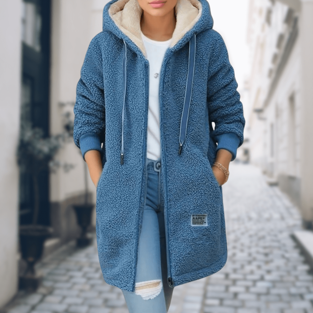 Drune | Weicher & warmer Kapuzenfleece-Mantel Lässiger Stil