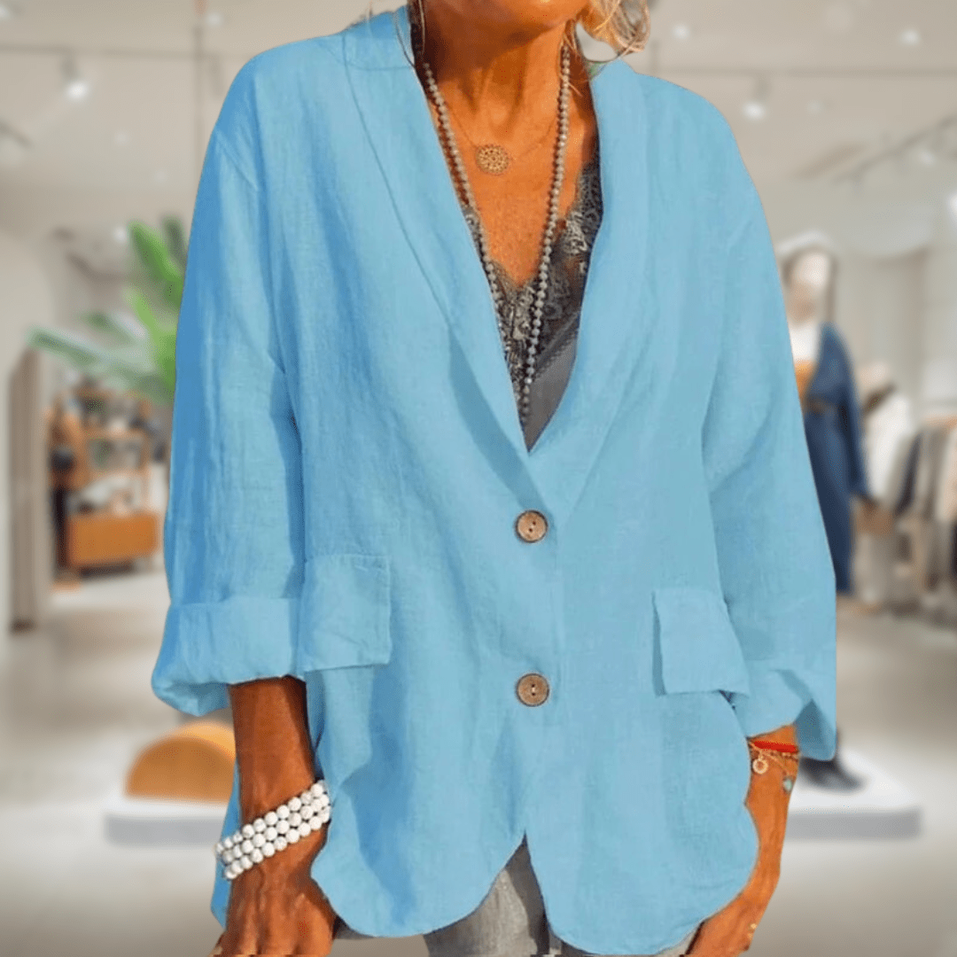 Drune | Blazer Leinen Lässig Beige Natürliche Eleganz und Komfort