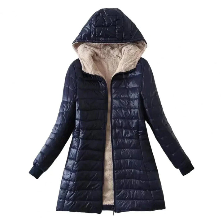 Drune | Lange Steppjacke mit Kapuze, gefüttert, Winterwärme und Komfort