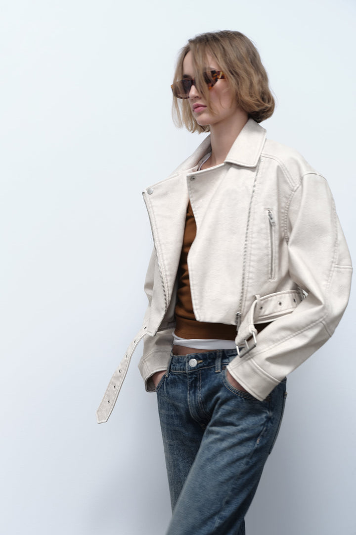 Drune | Kurzjacke aus Kunstleder im modernen und trendigen Oversize-Schnitt