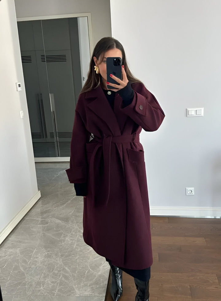 Drune | Elegante & warme lang geschnittene Jacke mit Gürtel Herbst-Winter