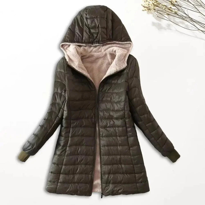 Drune | Lange Steppjacke mit Kapuze, gefüttert, Winterwärme und Komfort