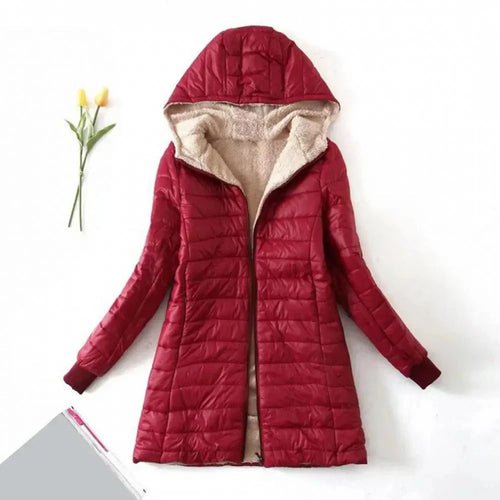 Drune | Lange Steppjacke mit Kapuze, gefüttert, Winterwärme und Komfort