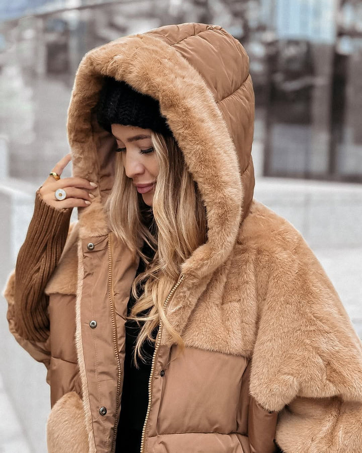 Drune | Oversized Daunenjacke Schafsleder-Effekt & Stepp Warmth und Winterstyle