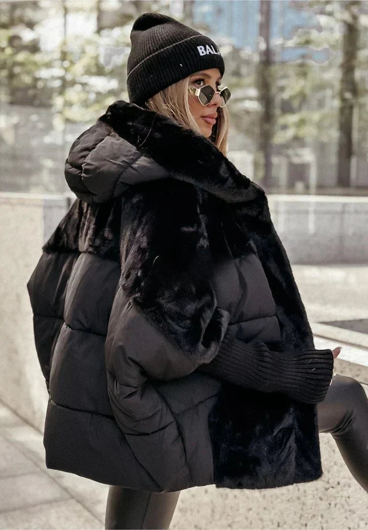 Drune | Oversized Daunenjacke Schafsleder-Effekt & Stepp Warmth und Winterstyle
