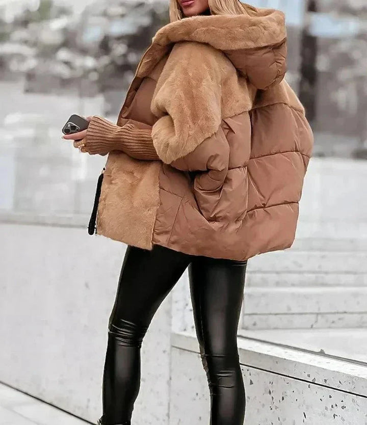 Drune | Oversized Daunenjacke Schafsleder-Effekt & Stepp Warmth und Winterstyle