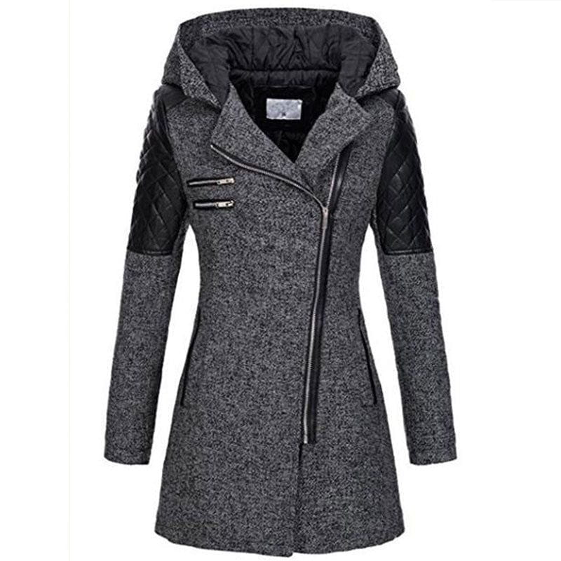 Drune | Biker Wintermantel aus Wolle & Kunstleder Warm und Trendy