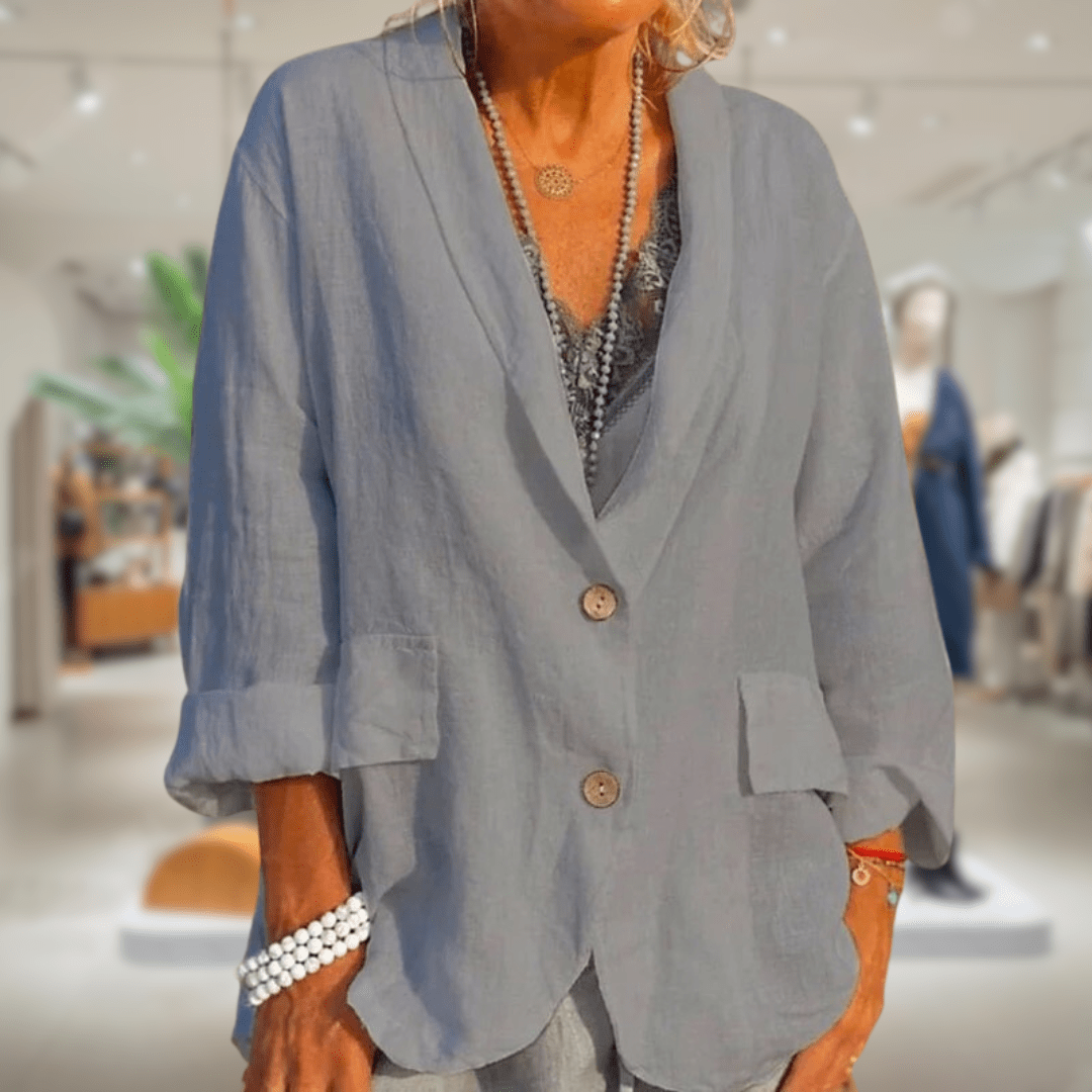Drune | Blazer Leinen Lässig Beige Natürliche Eleganz und Komfort