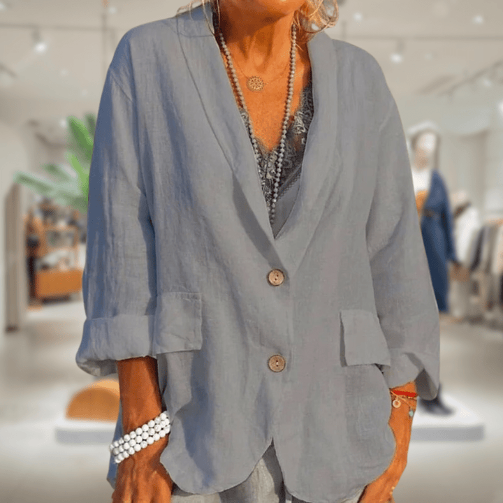 Drune | Blazer Leinen Lässig Beige Natürliche Eleganz und Komfort