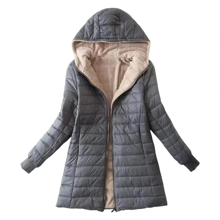 Drune | Lange Steppjacke mit Kapuze, gefüttert, Winterwärme und Komfort