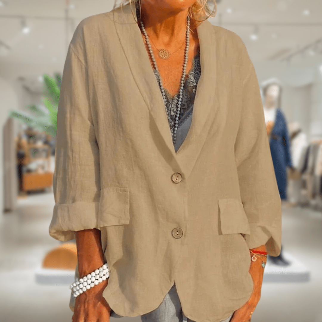 Drune | Blazer Leinen Lässig Beige Natürliche Eleganz und Komfort