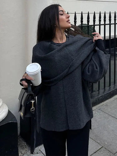 Drune | Eleganter Drapierter Mantel Oversize Chic und Zeitlos