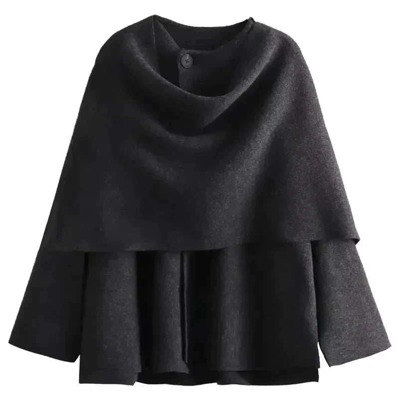 Drune | Eleganter Drapierter Mantel Oversize Chic und Zeitlos